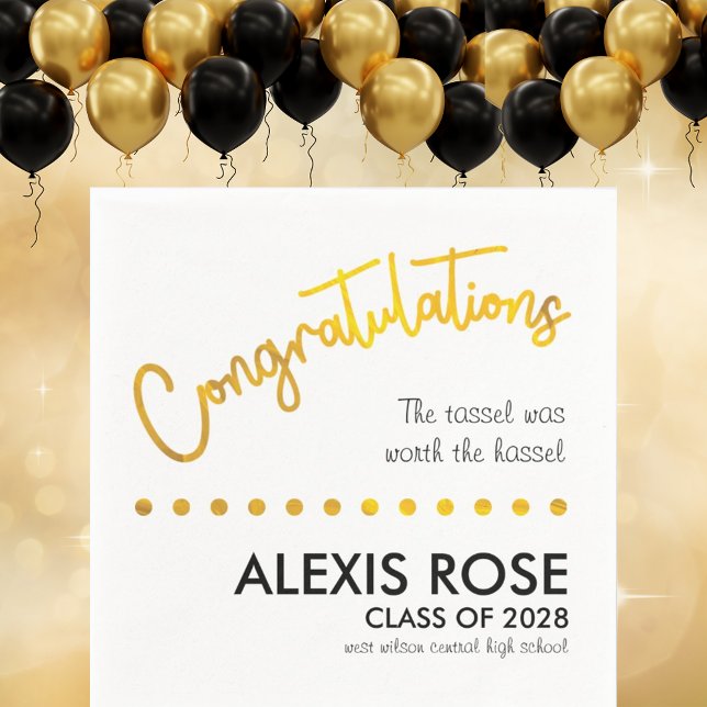 Servilleta De Papel Felicitaciones Graduate Gold Script Paper Napkin (Subido por el creador)
