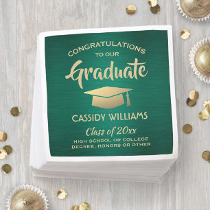 Servilleta De Papel Felicitaciones Green Gold Modern Graduation Party