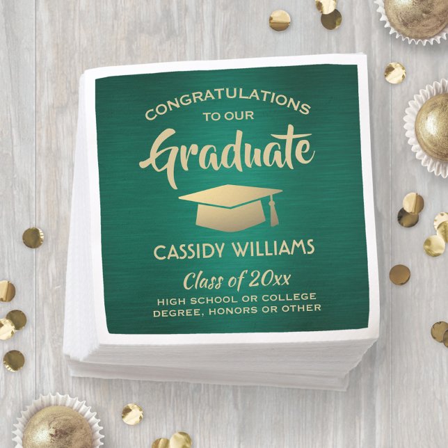 Servilleta De Papel Felicitaciones Green Gold Modern Graduation Party (Subido por el creador)