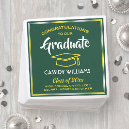 Servilleta De Papel Felicitaciones Green Gold Yellow Graduation Party