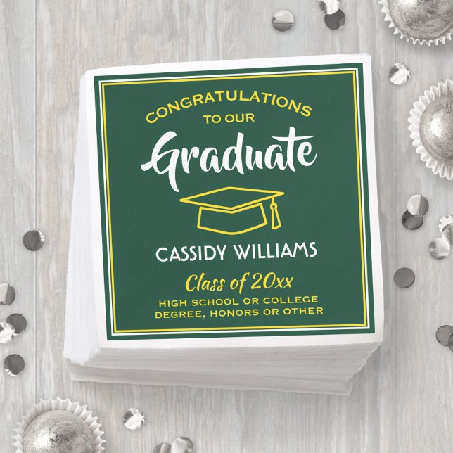 Servilleta De Papel Felicitaciones Green Gold Yellow Graduation Party (Subido por el creador)