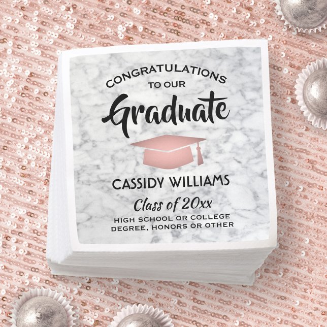 Servilleta De Papel Felicitaciones Marble & Pink Trendy Graduation (Subido por el creador)
