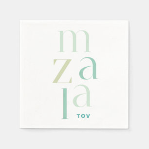 Servilleta De Papel Felicitaciones Mazal Tov Green Hebreo