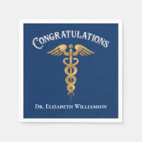 Felicitaciones Médica Azul Médico Caduceus
