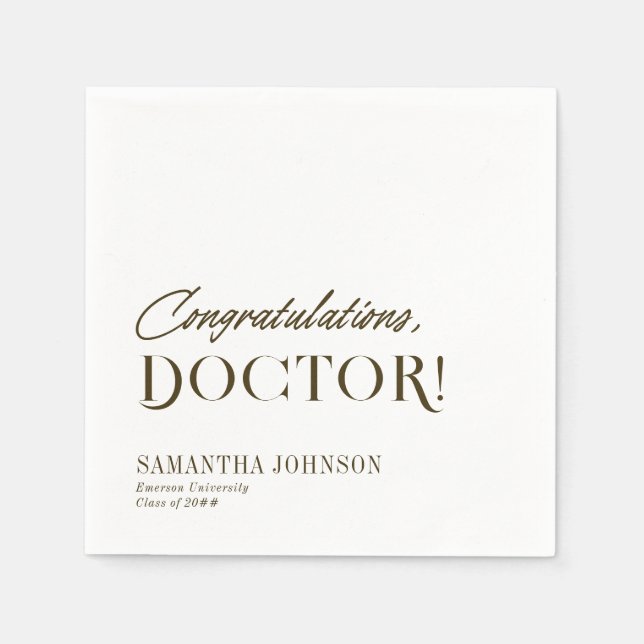 Servilleta De Papel Felicitaciones Médica Graduación Doctoral White (Anverso)
