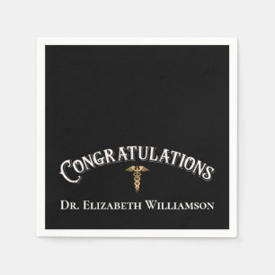 Servilleta De Papel Felicitaciones Médica Médico Caduceus Gold