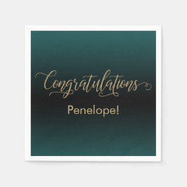 Servilleta De Papel Felicitaciones Ombre Verde azulado y Negro Purpuri