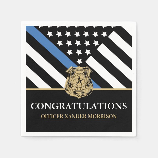 Servilleta De Papel Felicitaciones por la graduación de la policía con (Anverso)