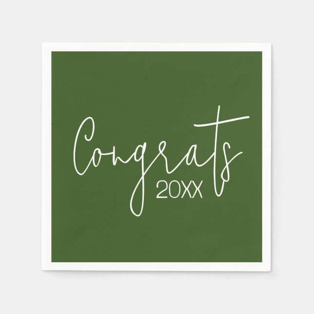 Servilleta De Papel Felicitaciones Por La Graduación En Verde (Anverso)
