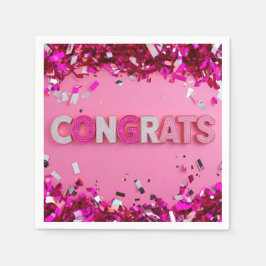Servilleta De Papel "Felicitaciones" Rosadas Cocktail Napkins