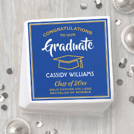 Servilleta De Papel Felicitaciones Royal Blue & Gold Graduation Party