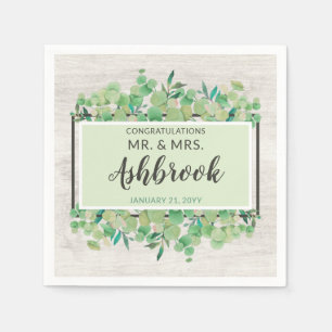 Servilleta De Papel Felicitaciones Rustic Wood & Eucalyptus Botanical
