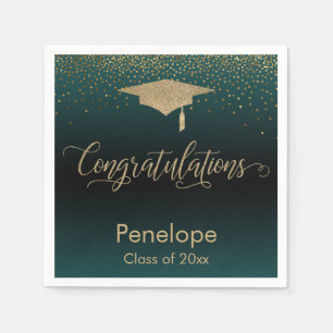 Servilleta De Papel Felicitaciones Verde azuladas por la graduación de