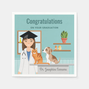 Servilleta De Papel Felicitaciones Vet Veterinaria Graduación DVM