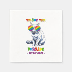 Servilleta De Papel Feline The Purride - Gato LGBTQ del Orgullo Guay