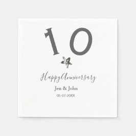 Servilleta De Papel Feliz 10 aniversario fecha estrella metalizado gri