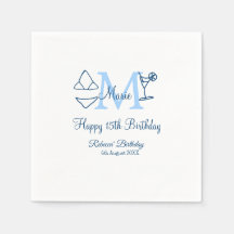 Feliz 15 cumpleaños azul añadir nombre monograma b