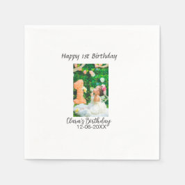 Servilleta De Papel Feliz 1° cumpleaños foto simple y elegante moda