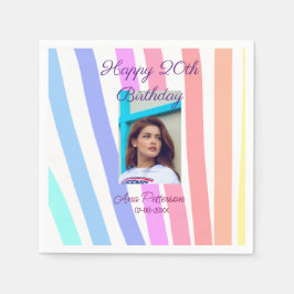 Servilleta De Papel Feliz 20 aniversario arco iris rústico de líneas d