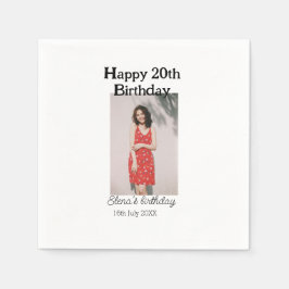 Servilleta De Papel Feliz 20 cumpleaños foto simple moderna mínima