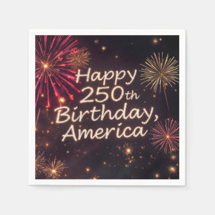 Servilleta De Papel Feliz 250 cumpleaños América con fuegos artificial