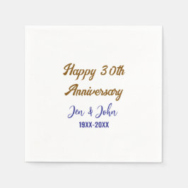 Servilleta De Papel Feliz 30° aniversario de boda de oro azul real