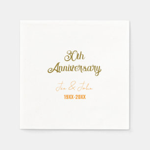 Servilleta De Papel Feliz 30 aniversario de bodas vinta naranja dorada