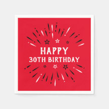 Feliz 30° cumpleaños fuegos artificiales rojo negr