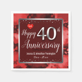 Servilleta De Papel Feliz 40° aniversario Boda