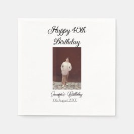 Servilleta De Papel Feliz 40 cumpleaños foto simple moderno mínimo