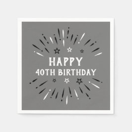 Servilleta De Papel Feliz 40° cumpleaños fuegos artificiales Blanco ne