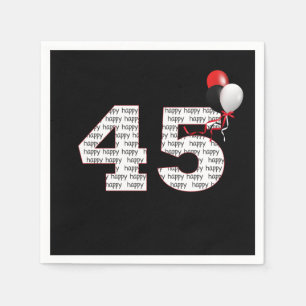 Servilleta De Papel Feliz 45º cumpleaños a las servilletas negras