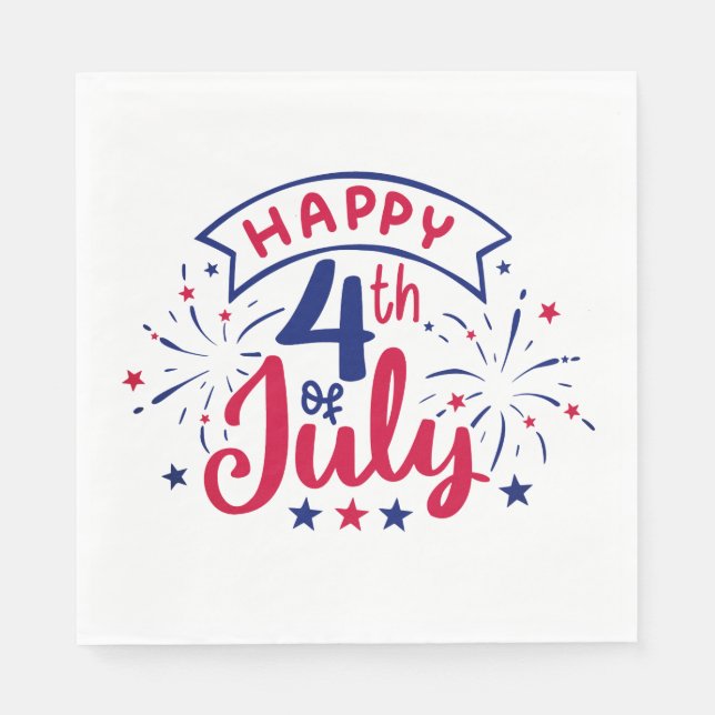 Servilleta De Papel Feliz 4 de julio.  (Anverso)