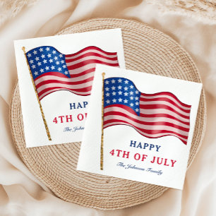 Servilleta De Papel Feliz 4 de Julio Bandera Americana