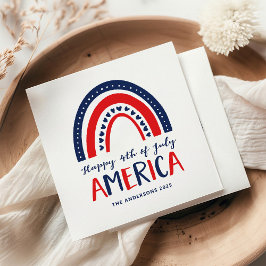 Servilleta De Papel Feliz 4 de julio de América | Arcoiris azul rojo b