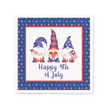 Feliz 4 de julio de gnomos azul rojo blanco