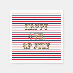 Servilleta De Papel Feliz 4 de julio franjas azules rojas de julio pat