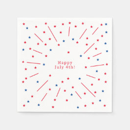 Servilleta De Papel Feliz 4 de julio, fuegos artificiales y estrellas