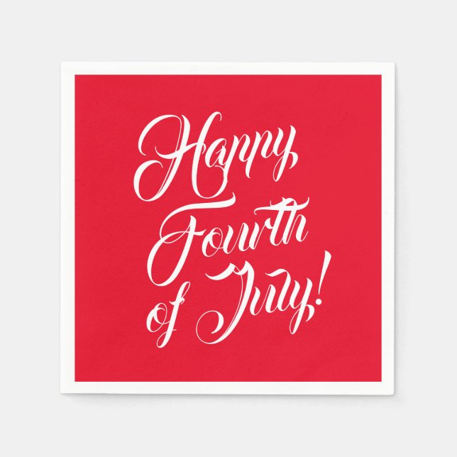 Servilleta De Papel Feliz 4 de julio garabato blanco rojo elegante (Anverso)