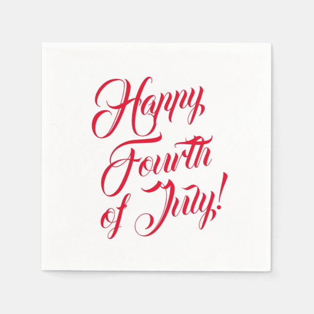 Servilleta De Papel Feliz 4 de julio garabato rojo blanco elegante (Anverso)