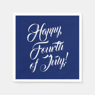 Servilleta De Papel Feliz 4 de julio guión azul marino elegante