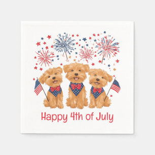 Servilleta De Papel Feliz 4 De Julio Yorkie Dogs
