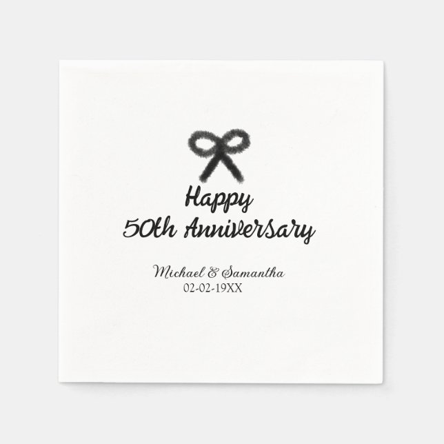 Servilleta De Papel Feliz 50° aniversario agregar pareja fecha de matr (Anverso)