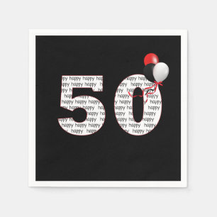 Servilleta De Papel Feliz 50 cumpleaños en negro