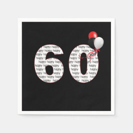 Servilleta De Papel Feliz 60 cumpleaños en negro
