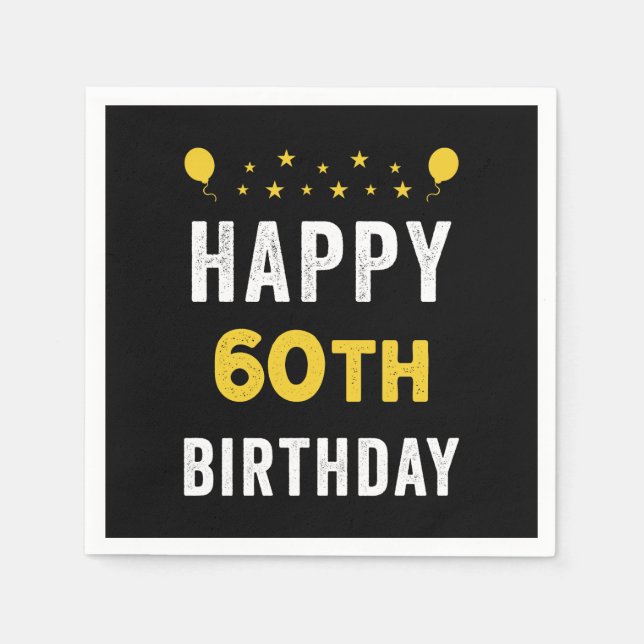 Servilleta De Papel Feliz 60° cumpleaños Fiesta de celebración Sexagen (Anverso)