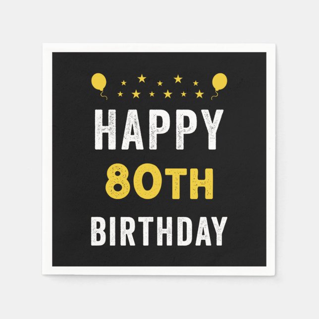 Servilleta De Papel Feliz 80.º cumpleaños Fiesta de la celebración oct (Anverso)