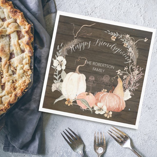 Servilleta De Papel Feliz amistad Rustic Fall Pumpkin Floral (Subido por el creador)