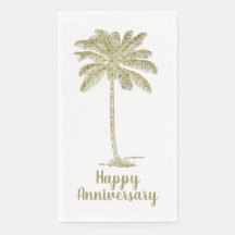 Feliz Aniversario Aspecto Vintage Palma de Coco 