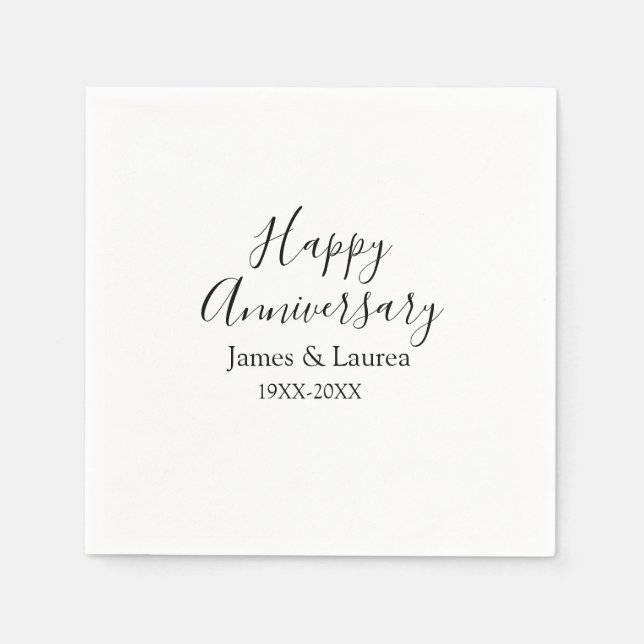Servilleta De Papel Feliz aniversario boda fecha año simple mi (Anverso)